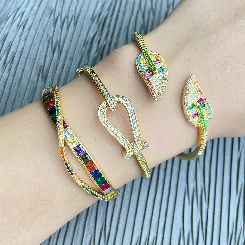 Leaf Copper Zircon Bracelet B3582