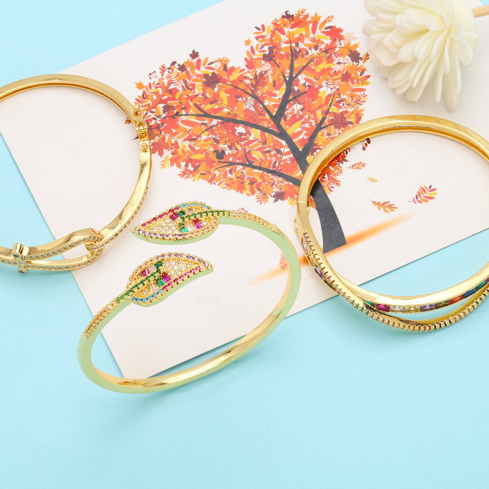 Leaf Copper Zircon Bracelet B3582