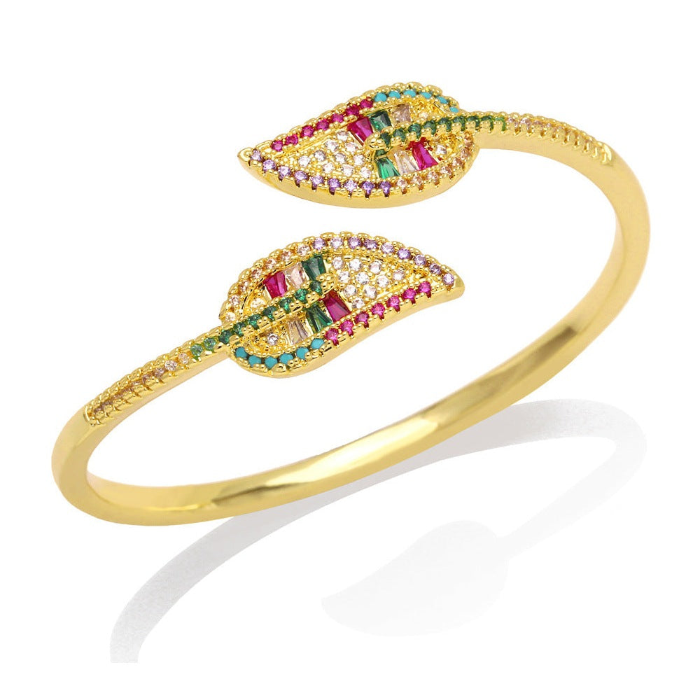 Leaf Copper Zircon Bracelet B3582