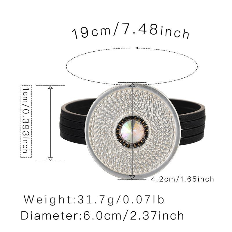 Disc Leather Magnetic Bracelet B3587