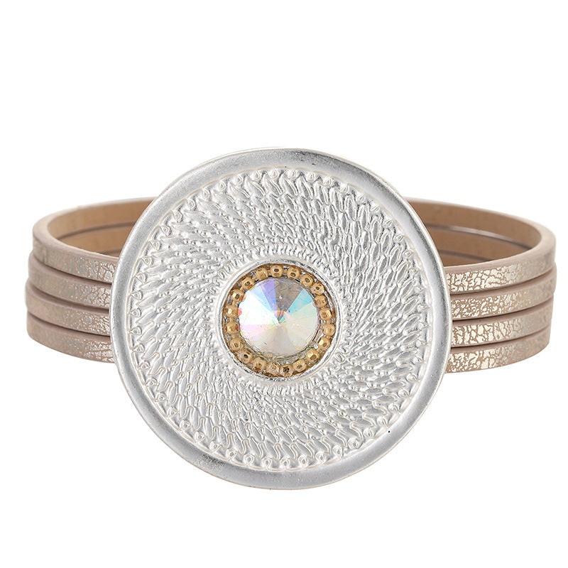 Disc Leather Magnetic Bracelet B3587
