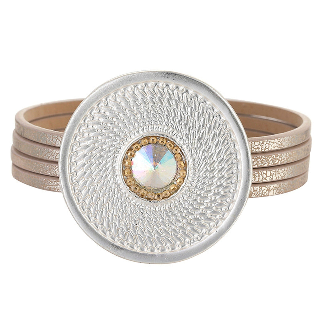 Disc Leather Magnetic Bracelet B3587
