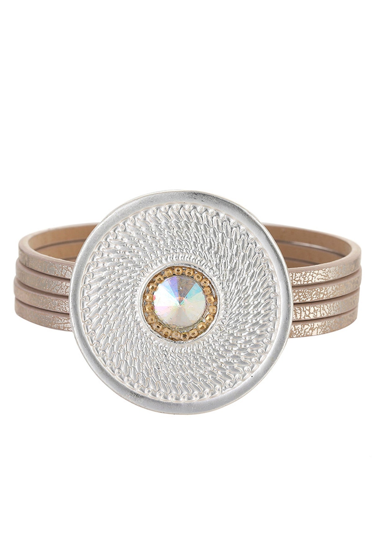 Disc Leather Magnetic Bracelet B3587