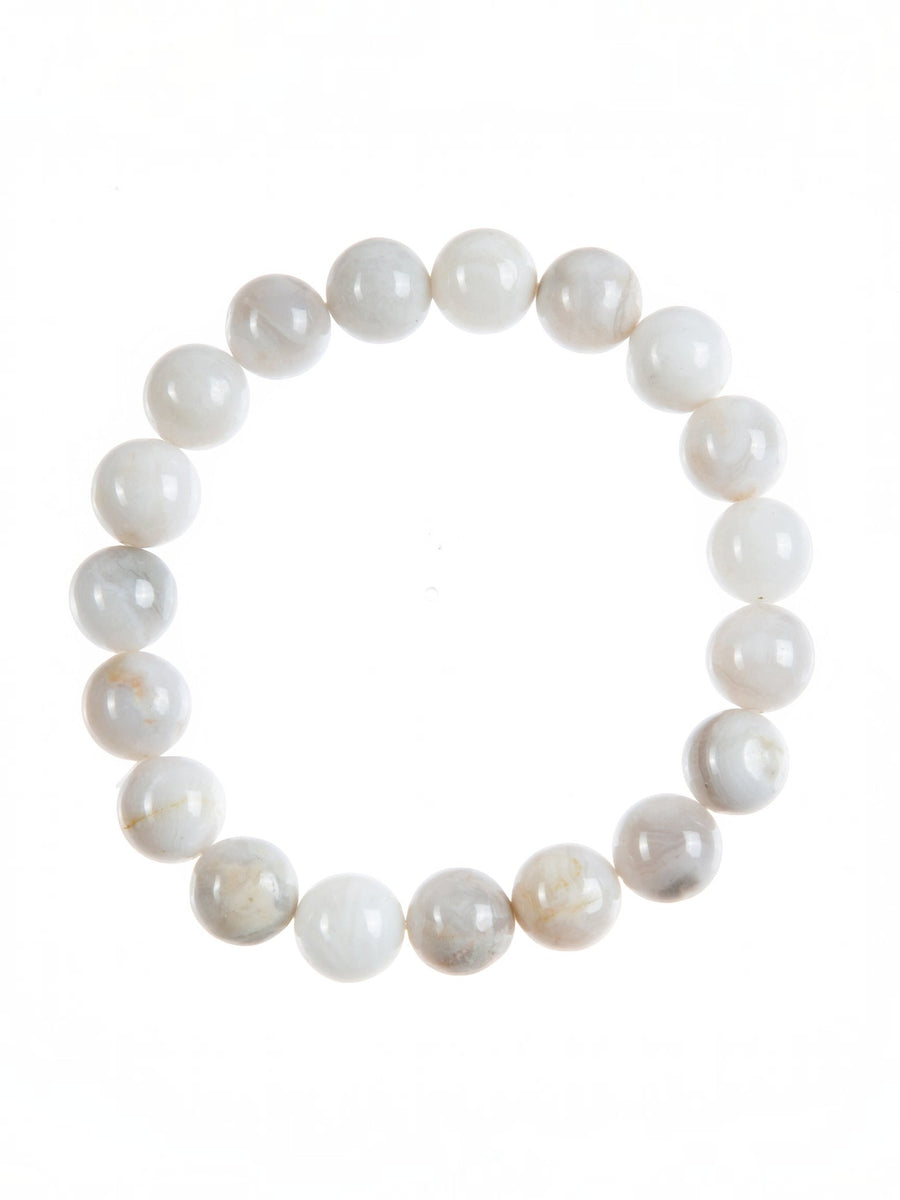 White Crazy Agate Stone Stretch Bracelet B3590-White Crazy Agate