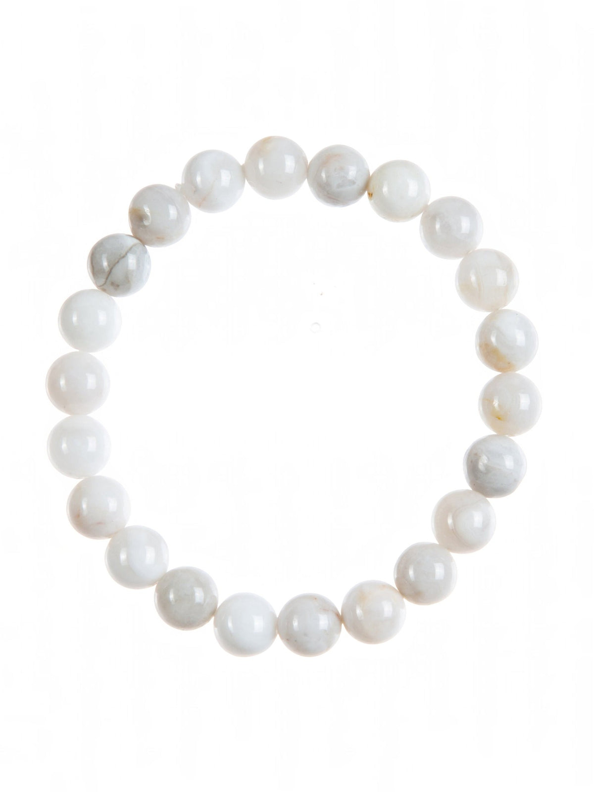 White Crazy Agate Stone Stretch Bracelet B3590-White Crazy Agate - 8MM