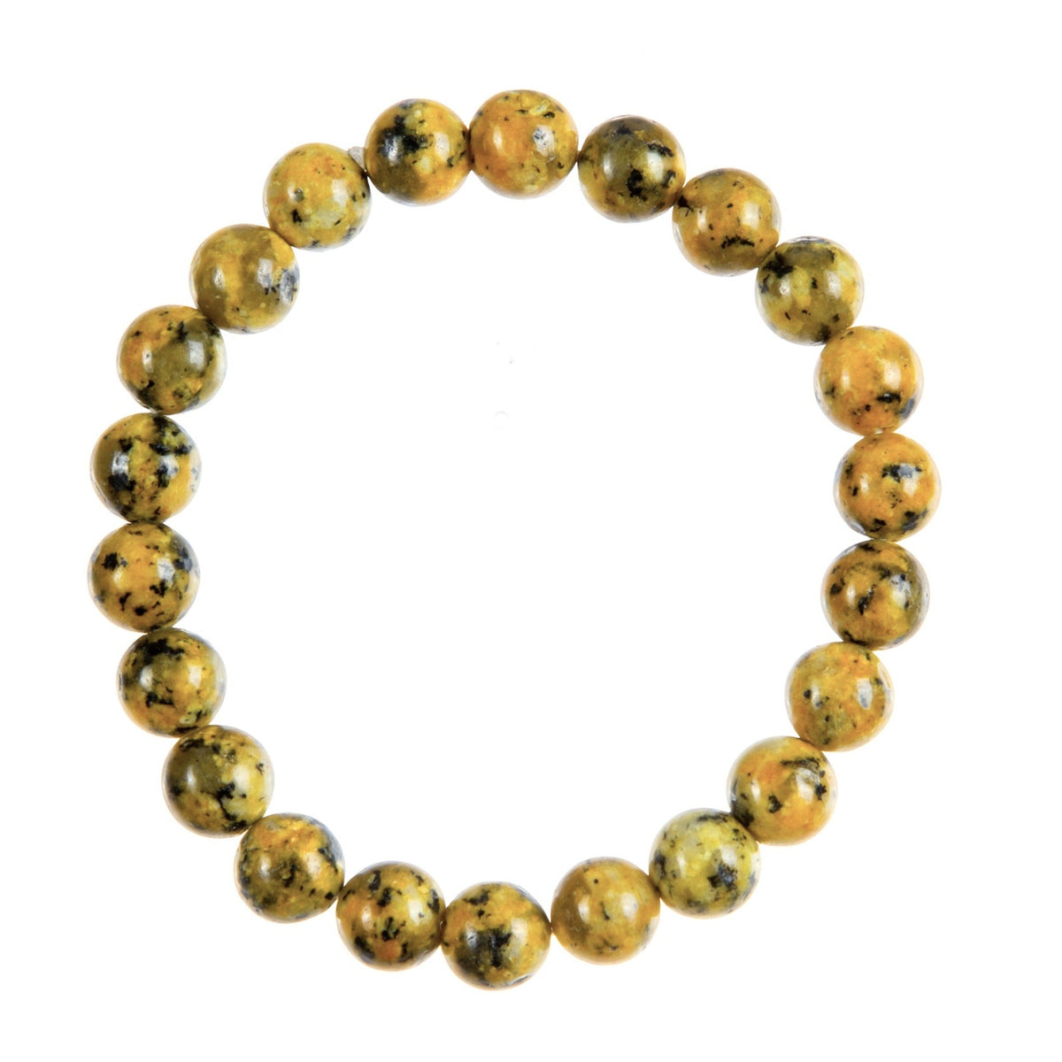 Yellow Black Granite Stone Stretch Bracelet B3601-Yellow Black Granite - 8MM