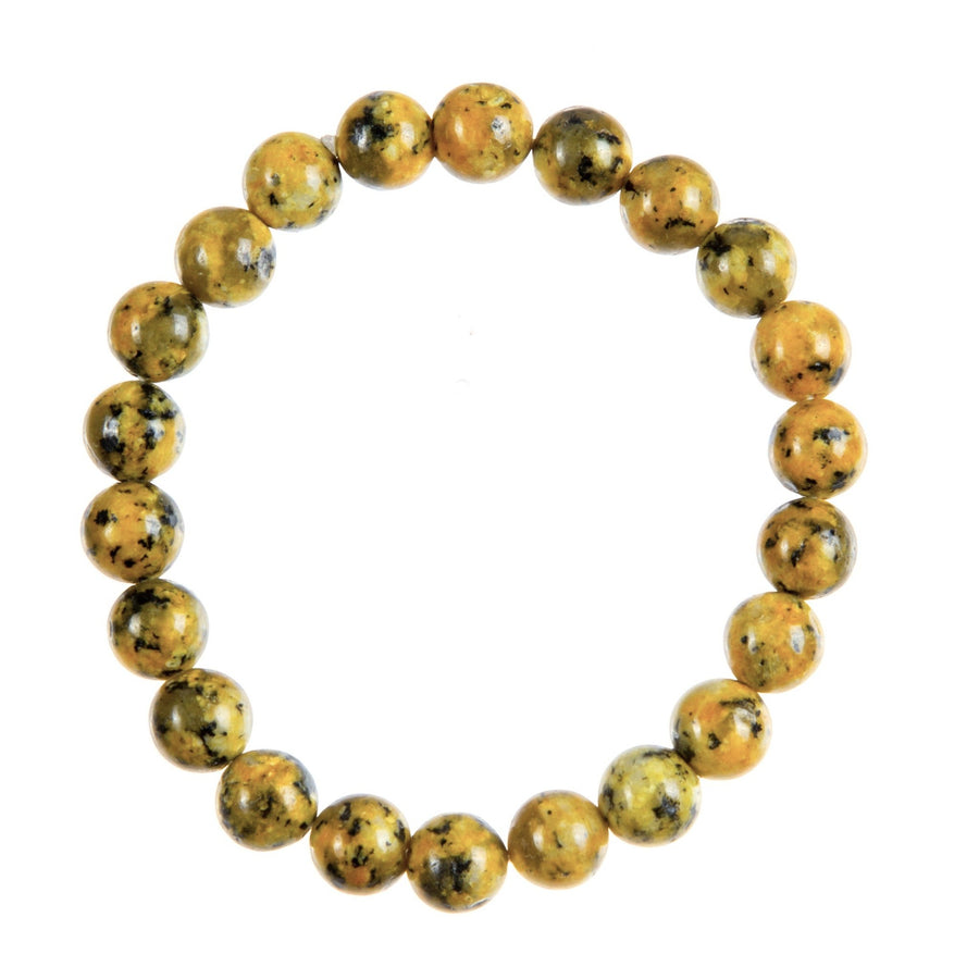 Yellow Black Granite Stone Stretch Bracelet B3601-Yellow Black Granite