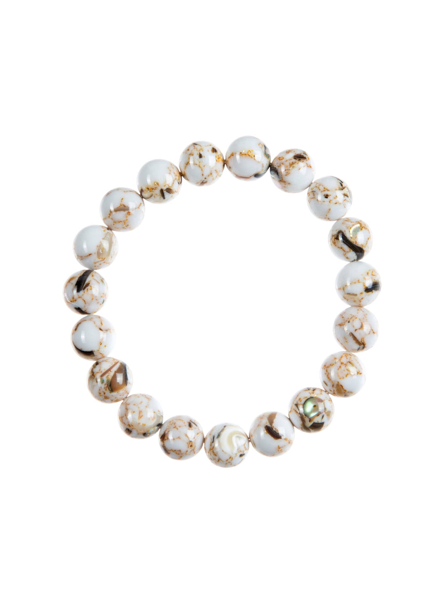 White Shell Turquoise Stone Stretch Bracelet B3602-White Shell Turquoise