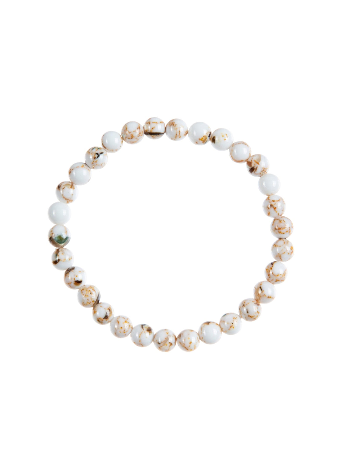 White Shell Turquoise Stone Stretch Bracelet B3602-White Shell Turquoise - 6MM