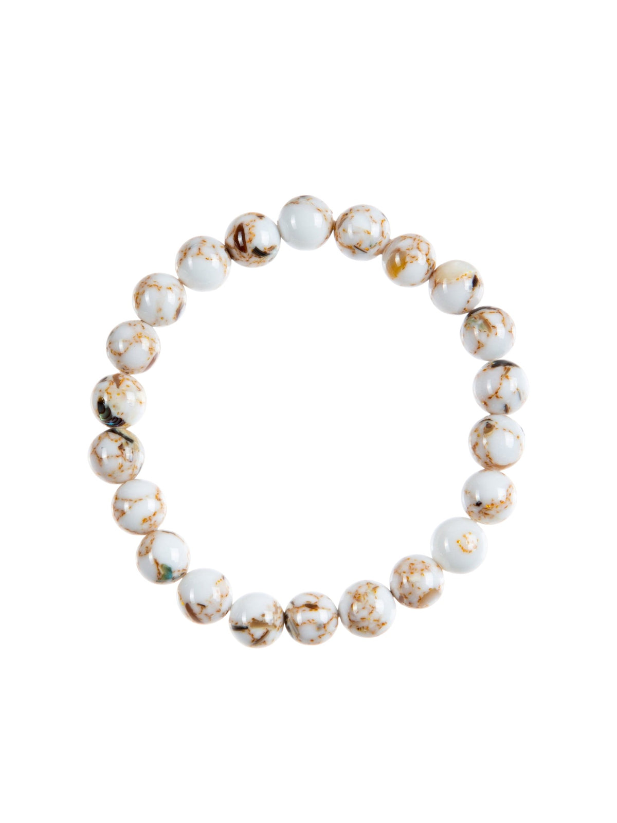 White Shell Turquoise Stone Stretch Bracelet B3602-White Shell Turquoise - 8MM