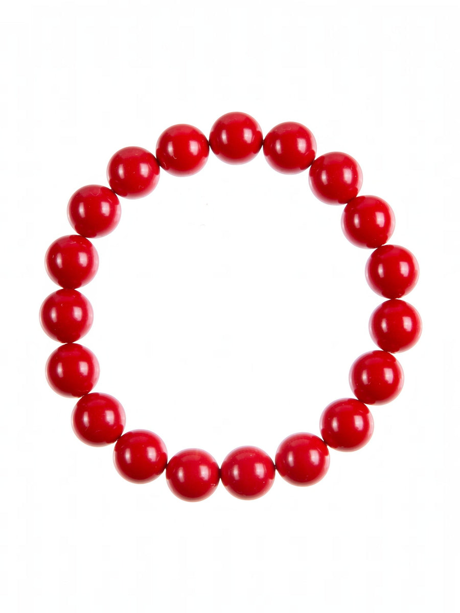 Coral Jade Stone Stretch Bracelet B3605-Coral Jade