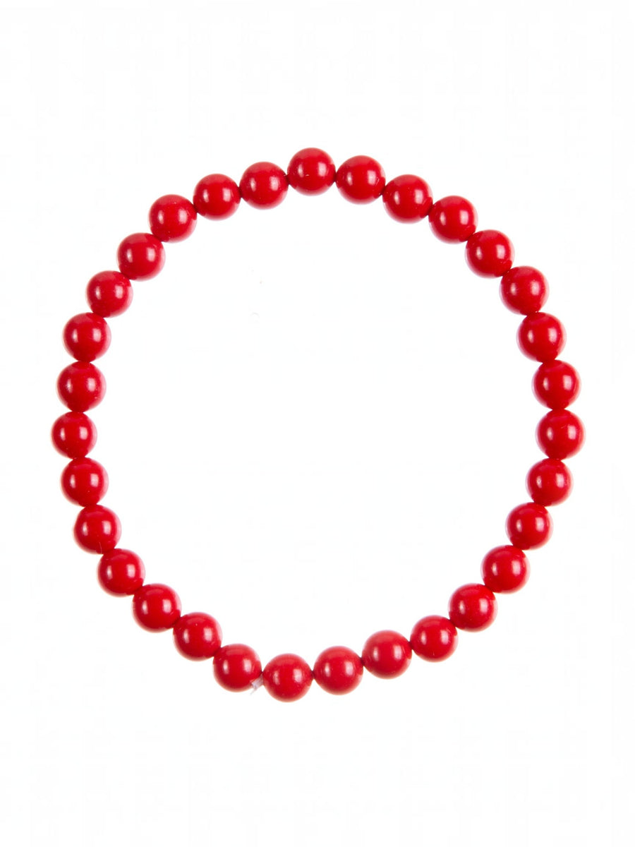 Coral Jade Stone Stretch Bracelet B3605-Coral Jade