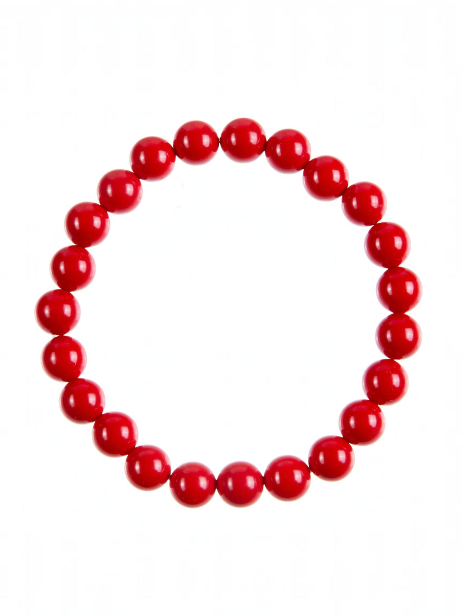 Coral Jade Stone Stretch Bracelet B3605-Coral Jade
