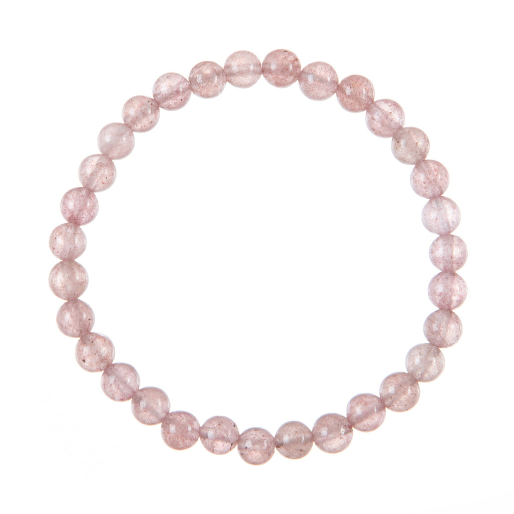 Strawberry Quartz Stone Stretch Bracelet B3621-6MM - view 2