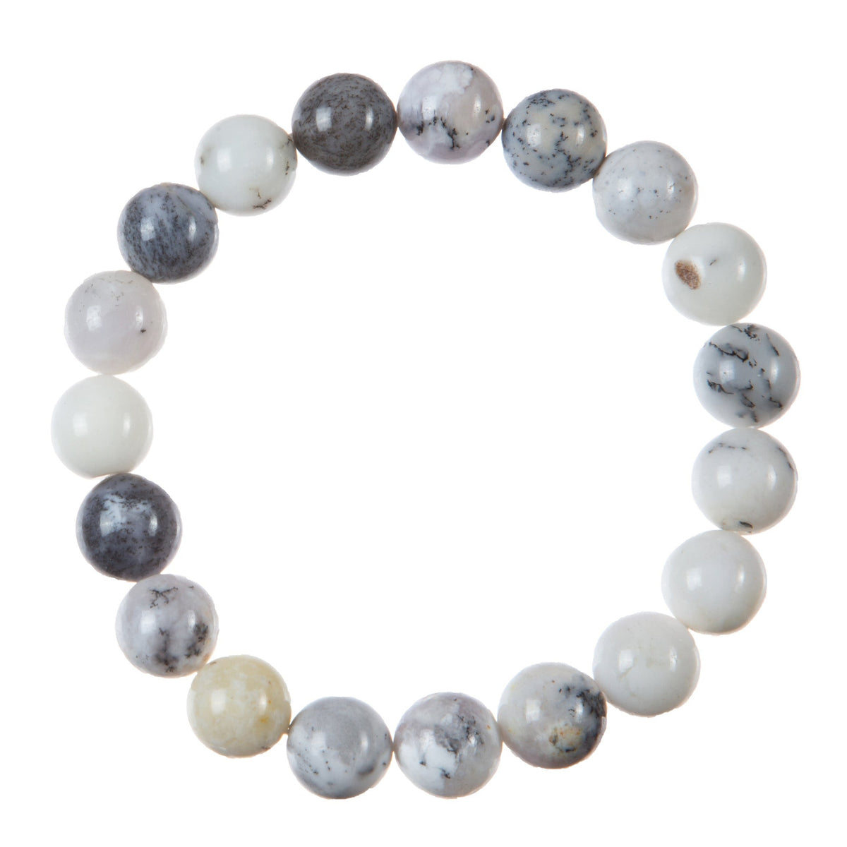 White Opal Stone Stretch Bracelet B3623-White Opal - 10MM