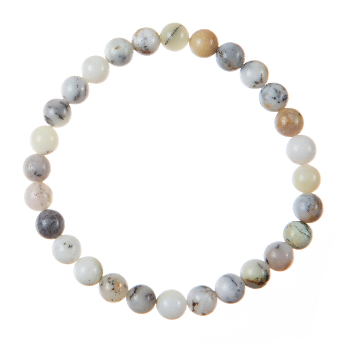White Opal Stone Stretch Bracelet B3623-White Opal - 6MM