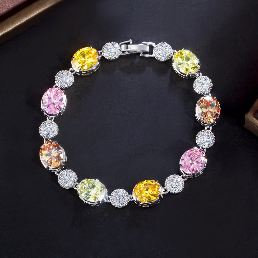 Cubic Zirconia Chain Bracelet B3642