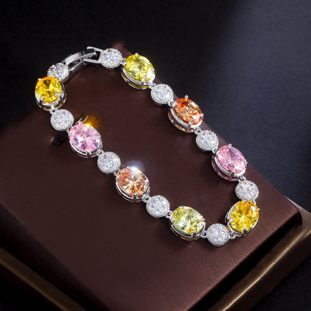 Cubic Zirconia Chain Bracelet B3642