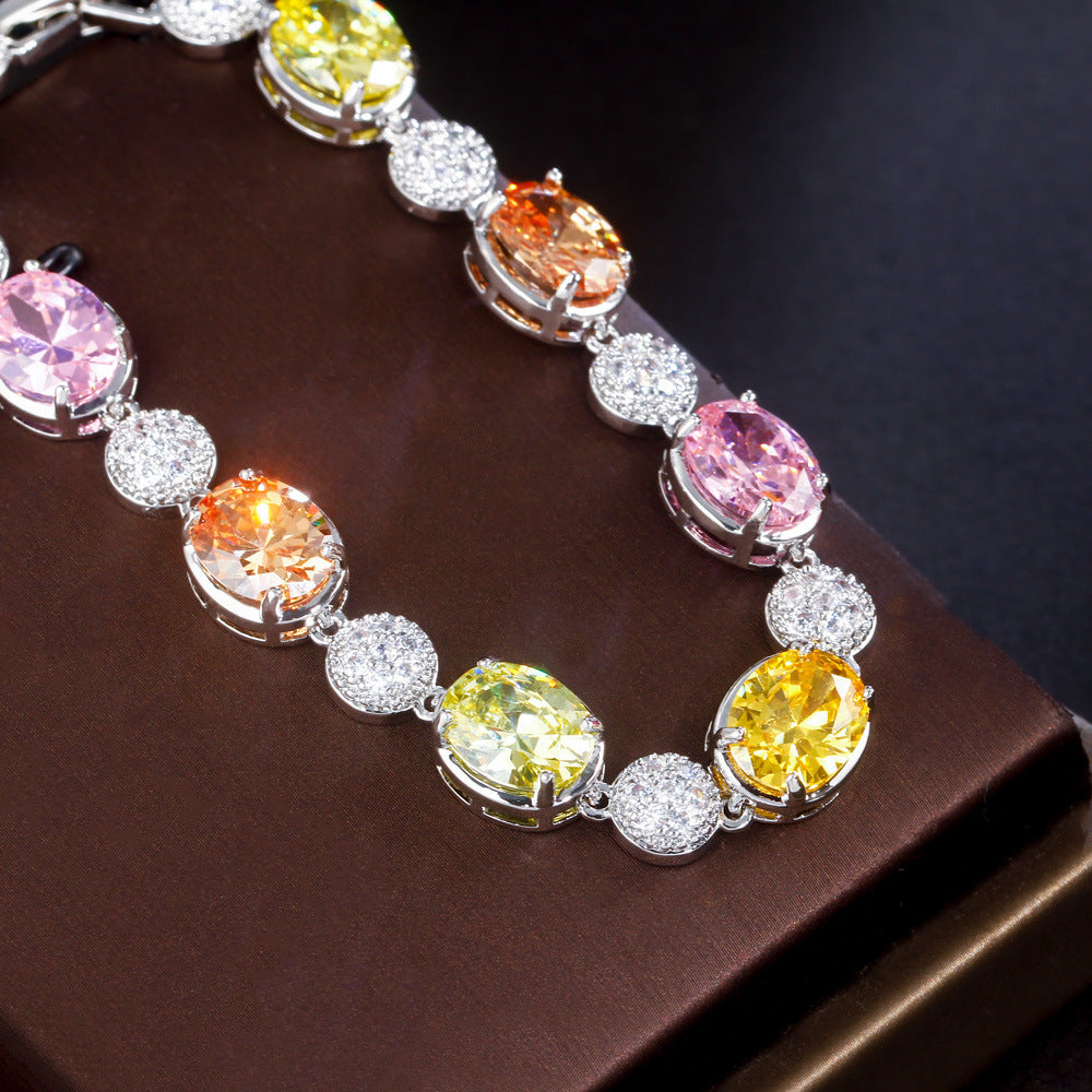 Cubic Zirconia Chain Bracelet B3642