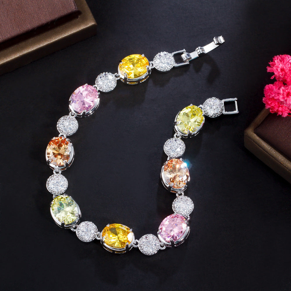 Cubic Zirconia Chain Bracelet B3642