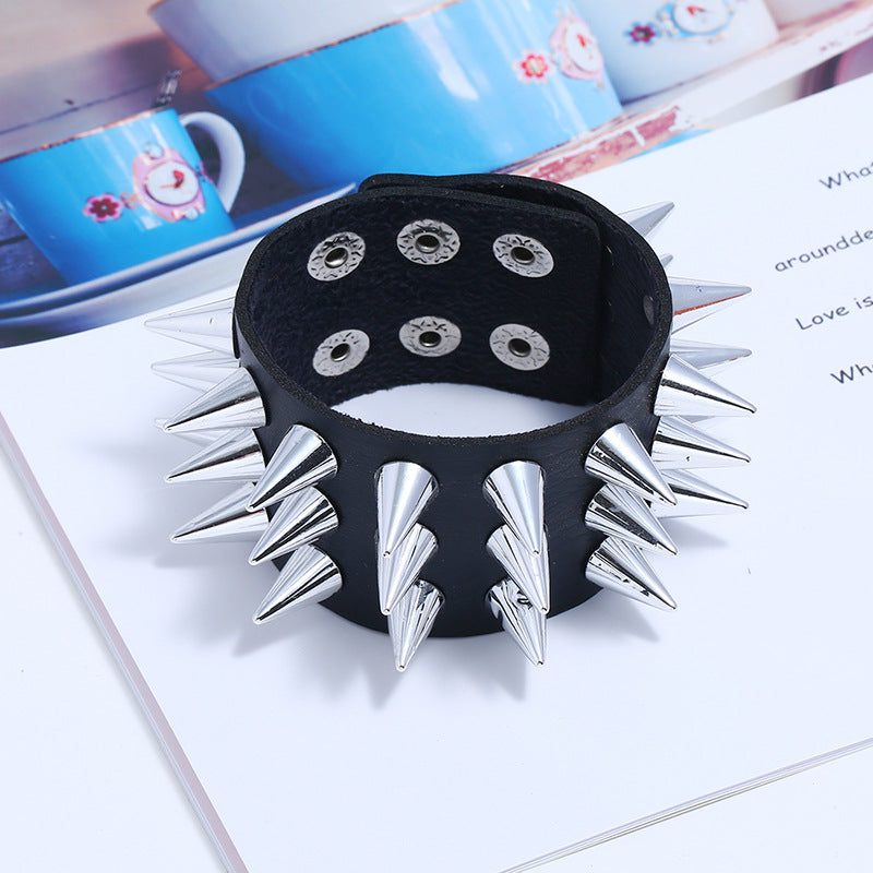 3 Row Rivet Leather Bracelet B3654