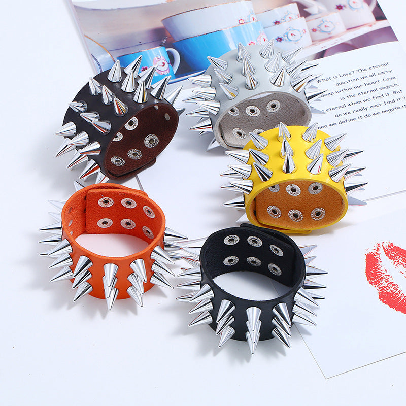 3 Row Rivet Leather Bracelet B3654