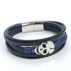 Skull Braided Vegan Leather Magnetic Bracelet B3663 - view 5