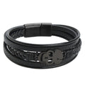 Skull Braided Vegan Leather Magnetic Bracelet B3663