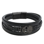 Skull Braided Vegan Leather Magnetic Bracelet B3663