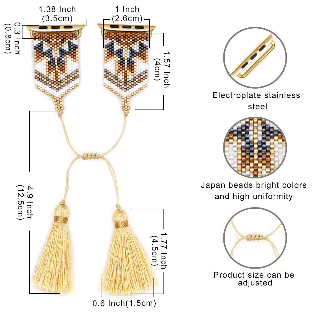 Seed Bead Tassel Braided Watchband B3702
