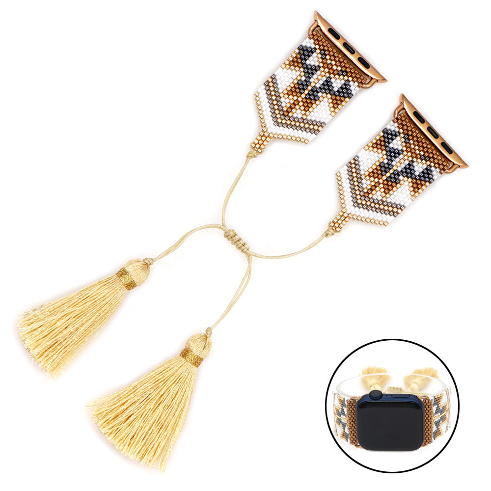 Seed Bead Tassel Braided Watchband B3702