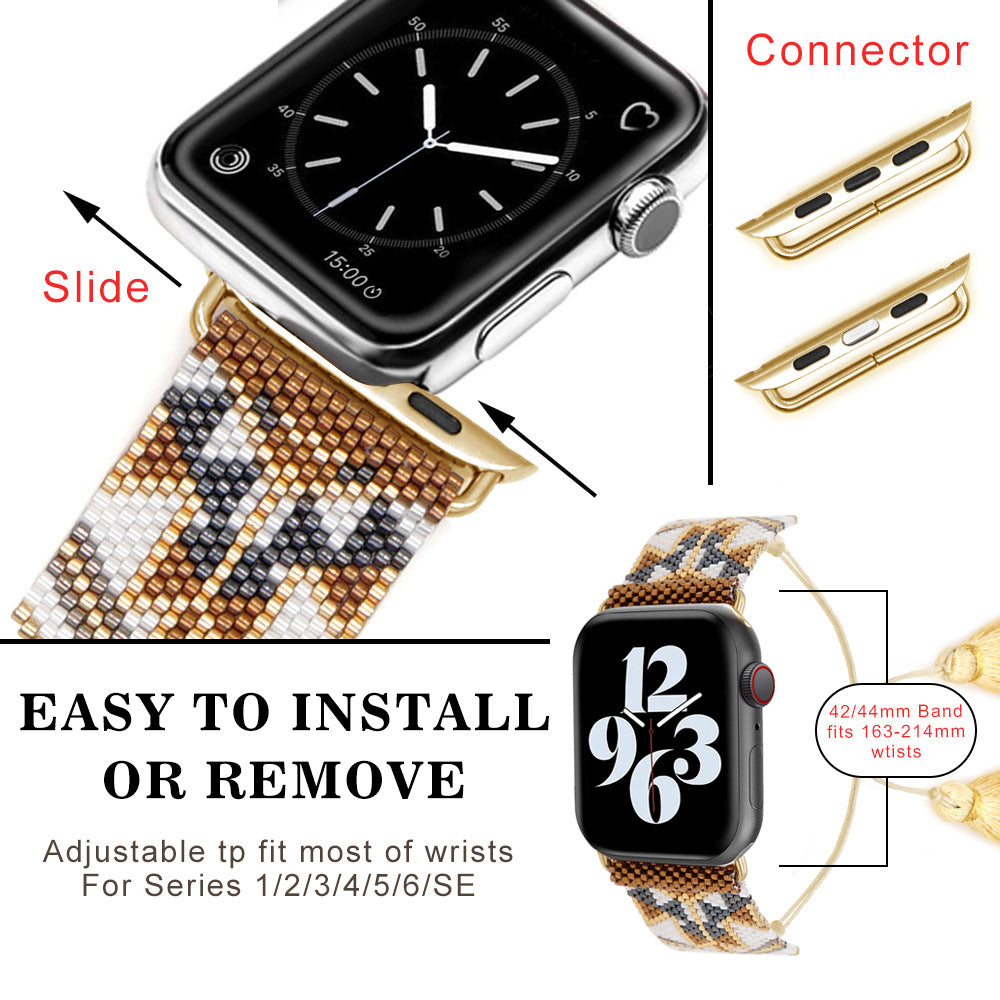 Seed Bead Tassel Braided Watchband B3702