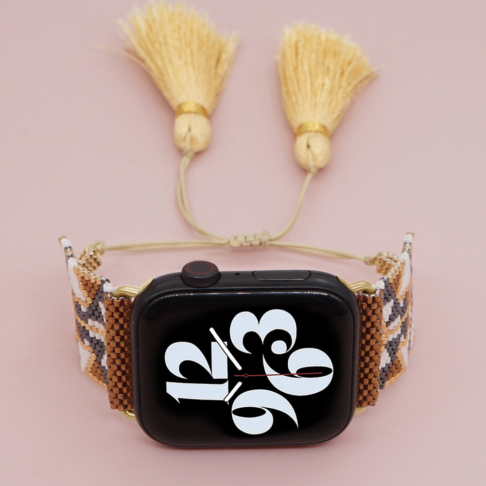 Seed Bead Tassel Braided Watchband B3702