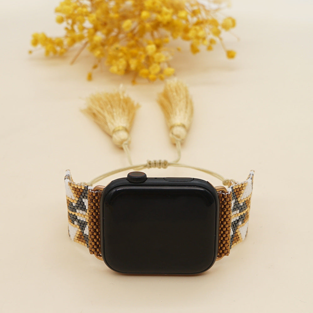 Seed Bead Tassel Braided Watchband B3702