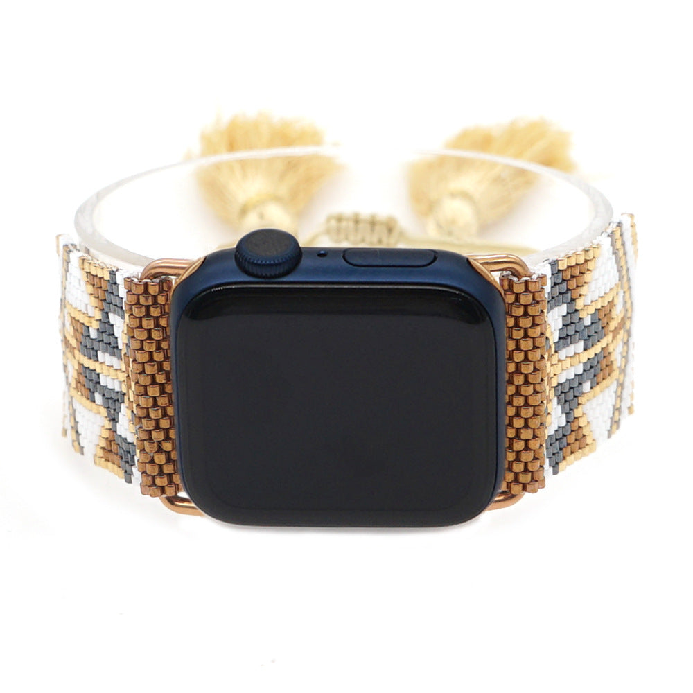 Seed Bead Tassel Braided Watchband B3702