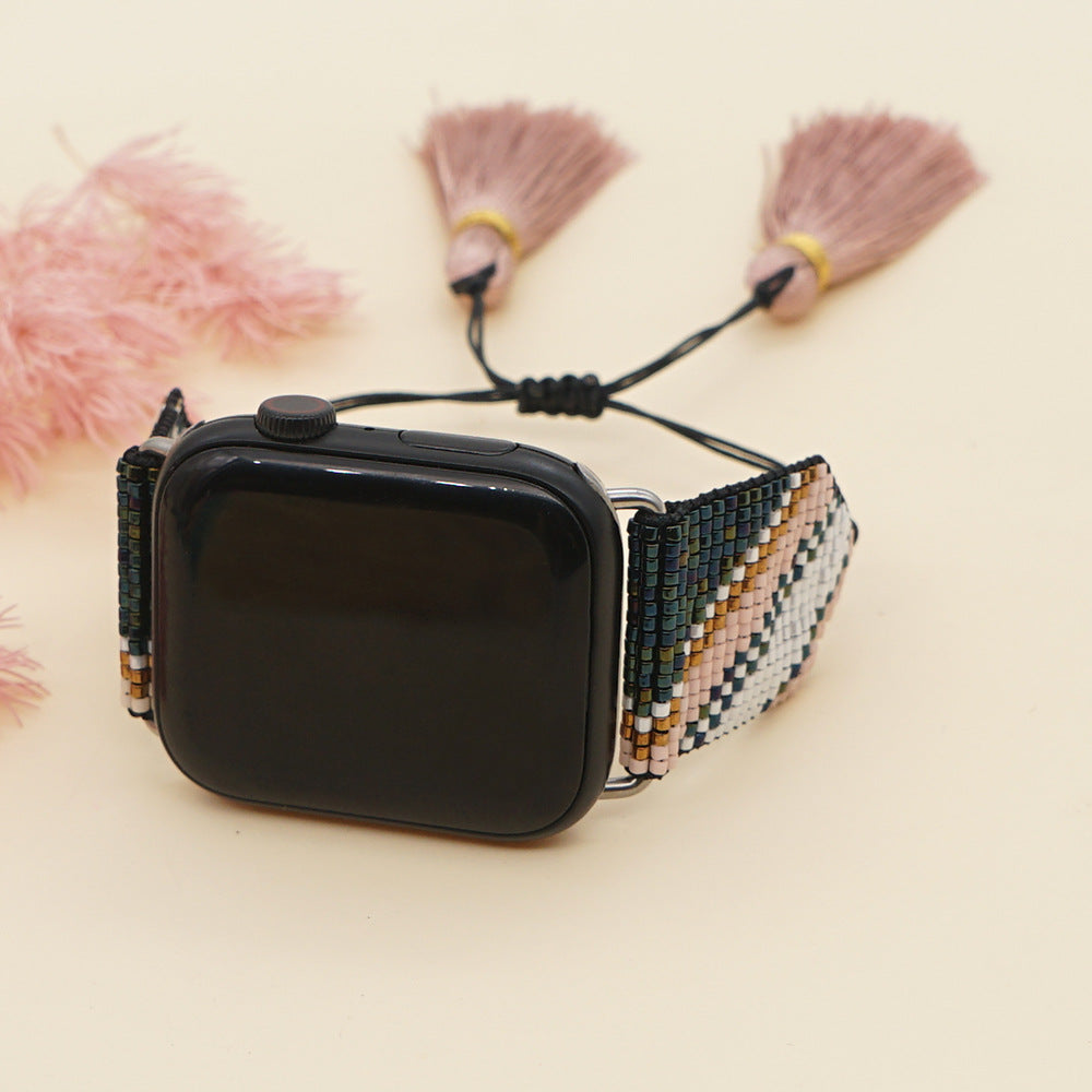 Seed Bead Tassel Braided Watchband B3703