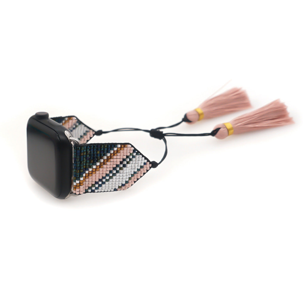 Seed Bead Tassel Braided Watchband B3703