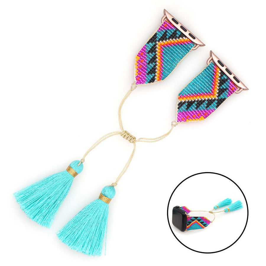 Seed Bead Tassel Braided Watchband B3707