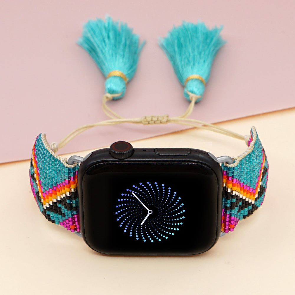 Seed Bead Tassel Braided Watchband B3707