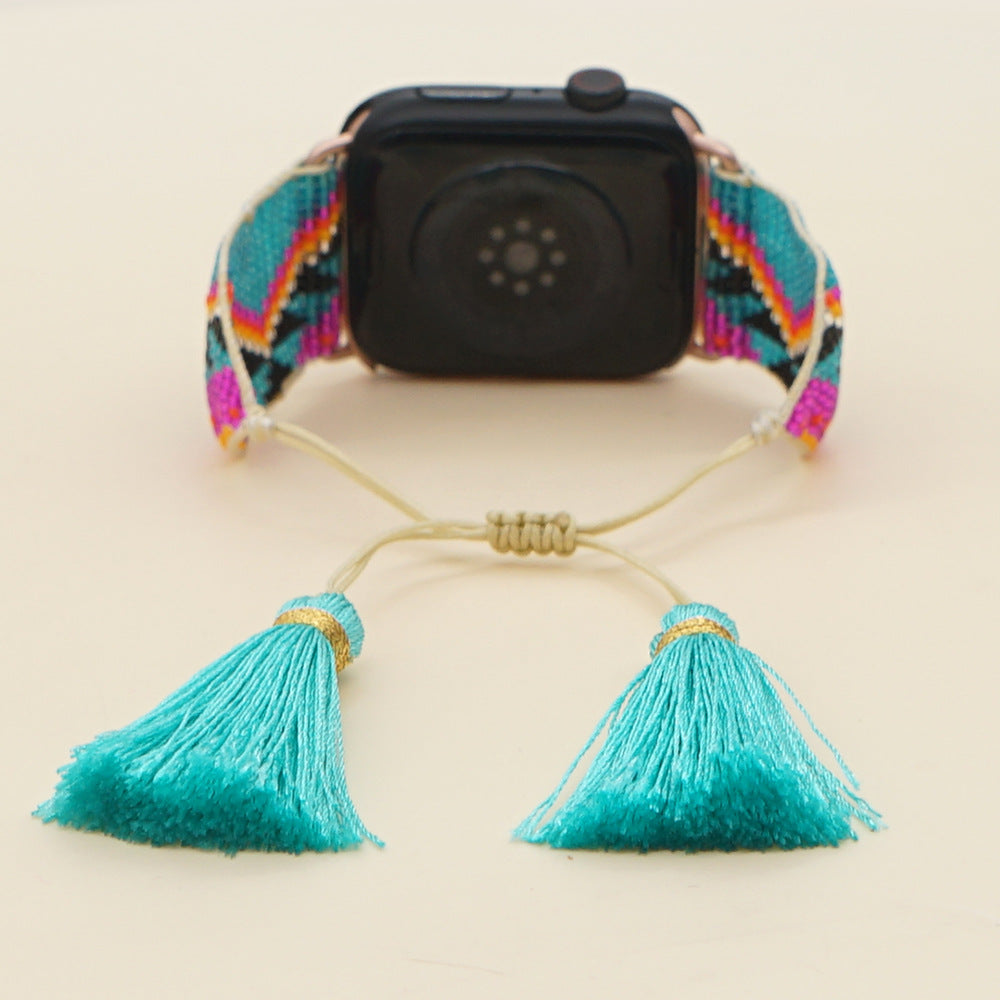 Seed Bead Tassel Braided Watchband B3707