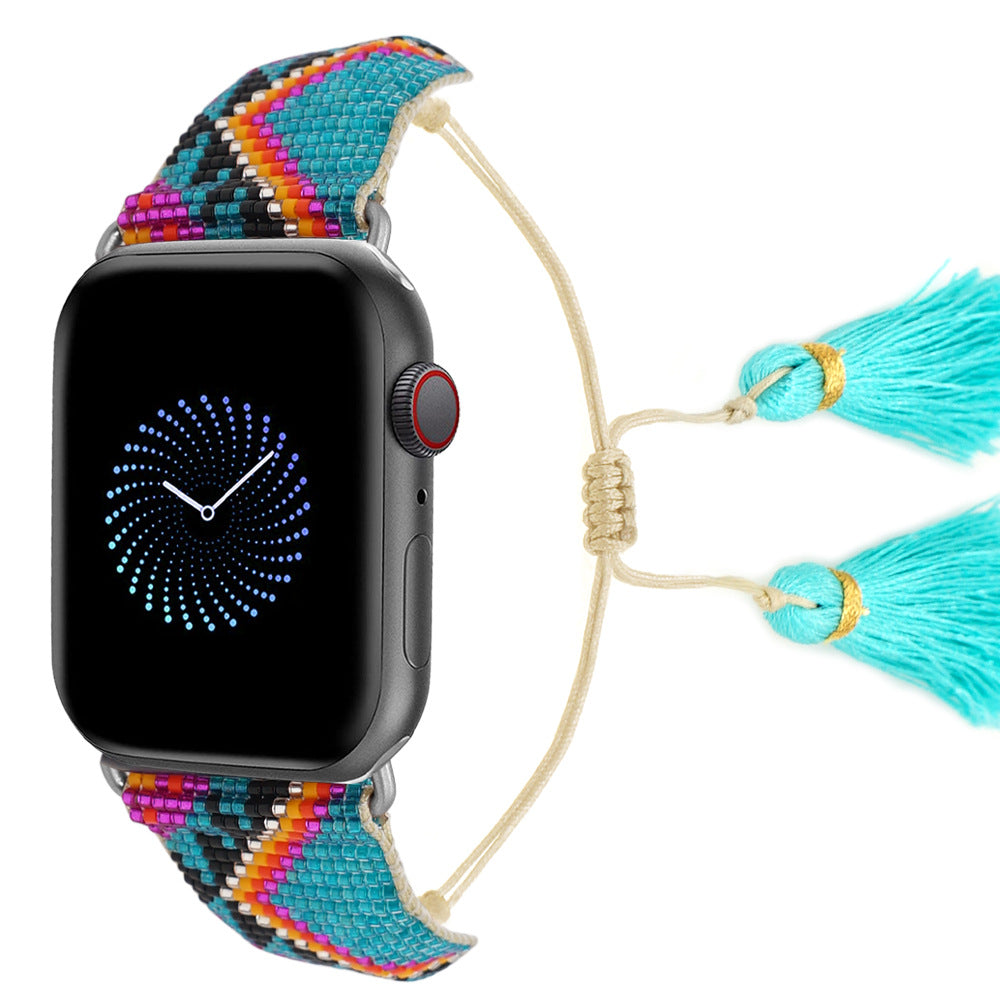 Seed Bead Tassel Braided Watchband B3707