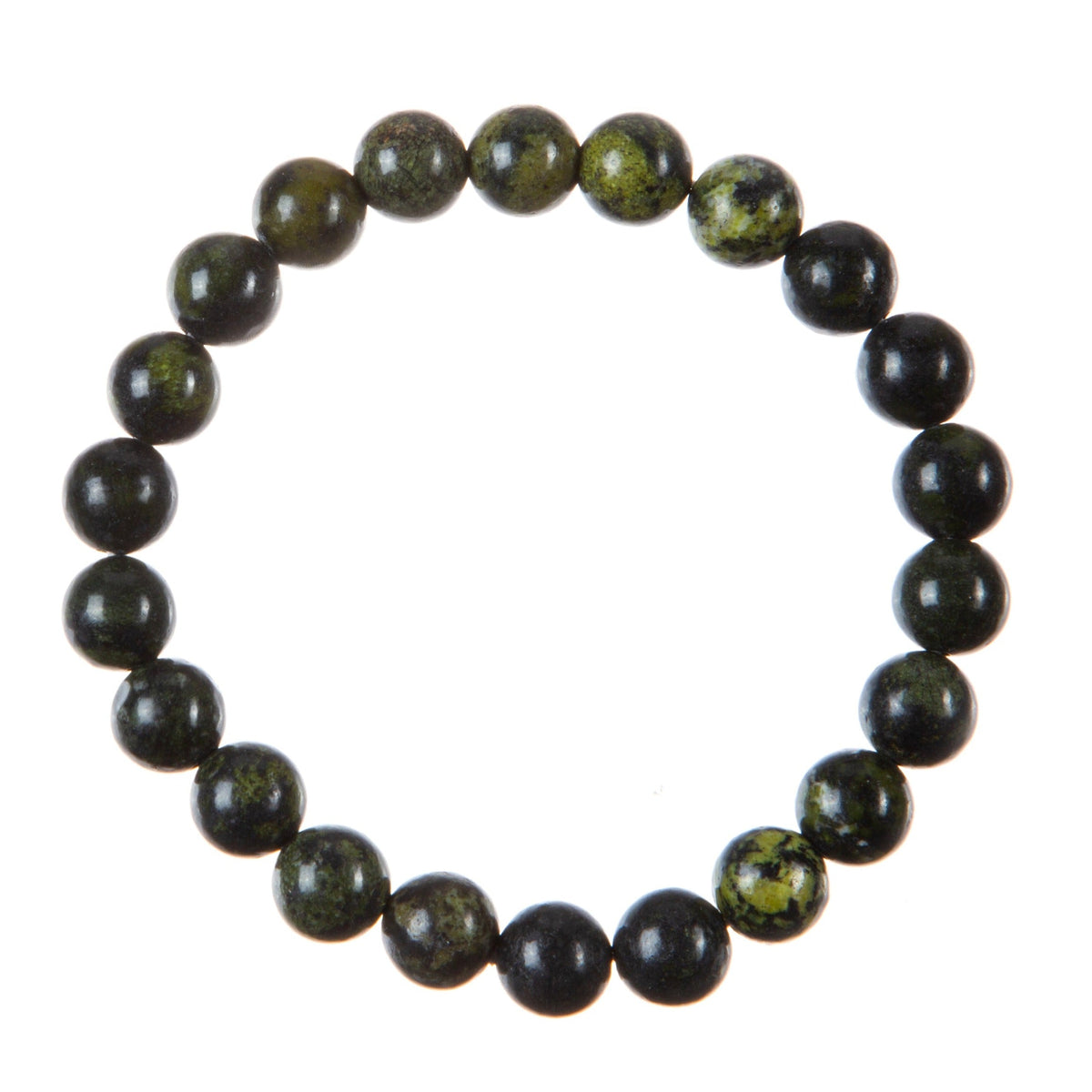 Nanyang Black-Green Jade Stone Stretch Bracelet B3709-Nanyang Black-Green Jade - 8MM
