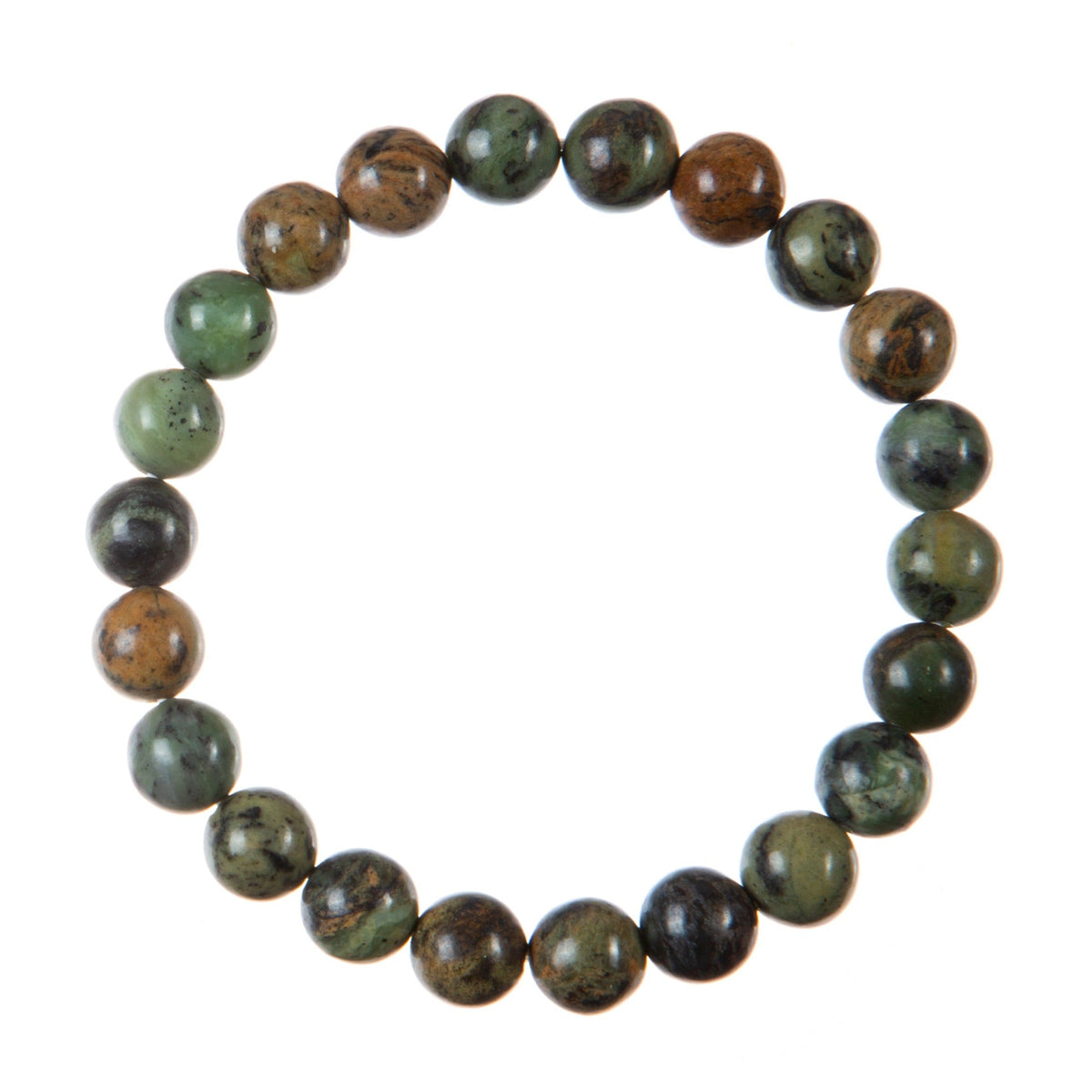 Green Dendrite Bead Stretch Bracelet B3712 8MM