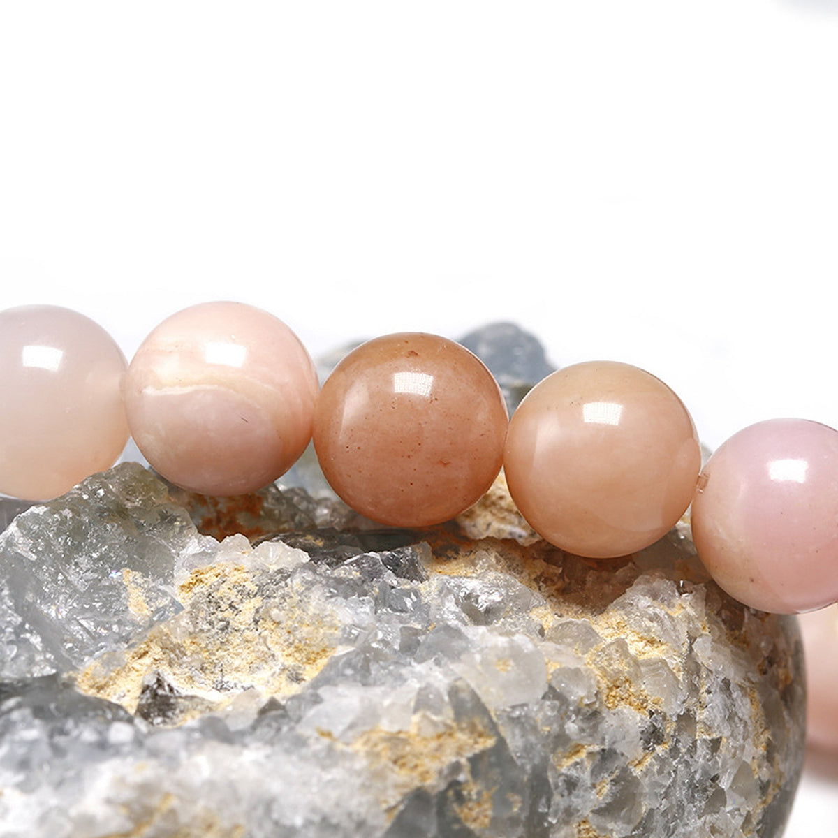 Pink Opal Stone Stretch Bracelet B3713-6MM - view 2