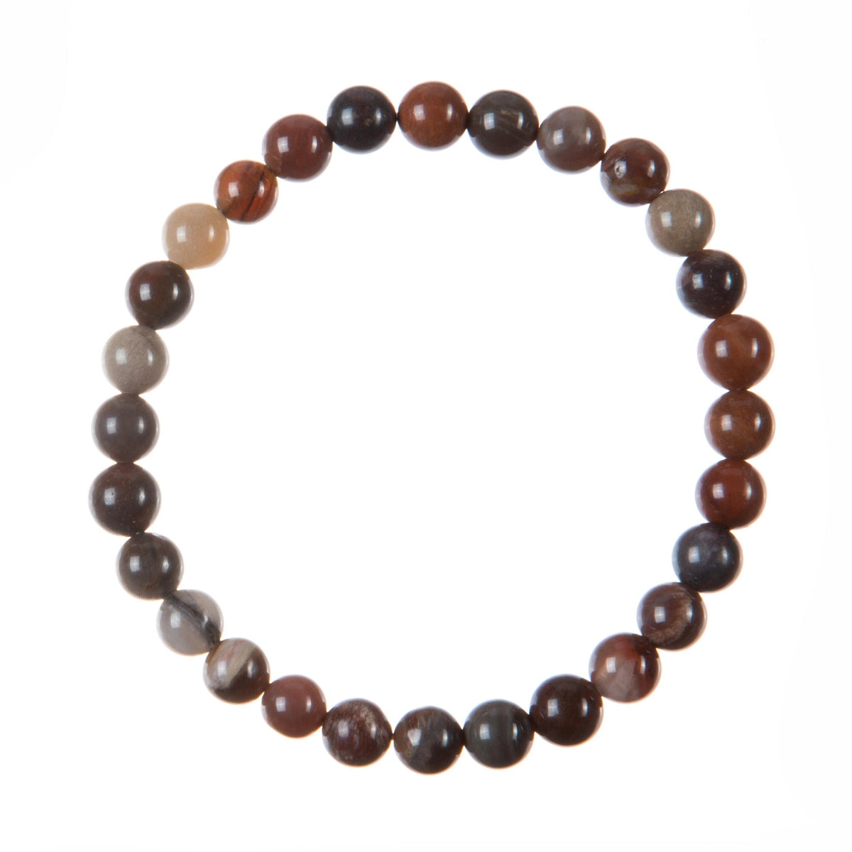 Silicified Wood Bead Stretch Bracelet B3717-Silicified Wood - 6MM