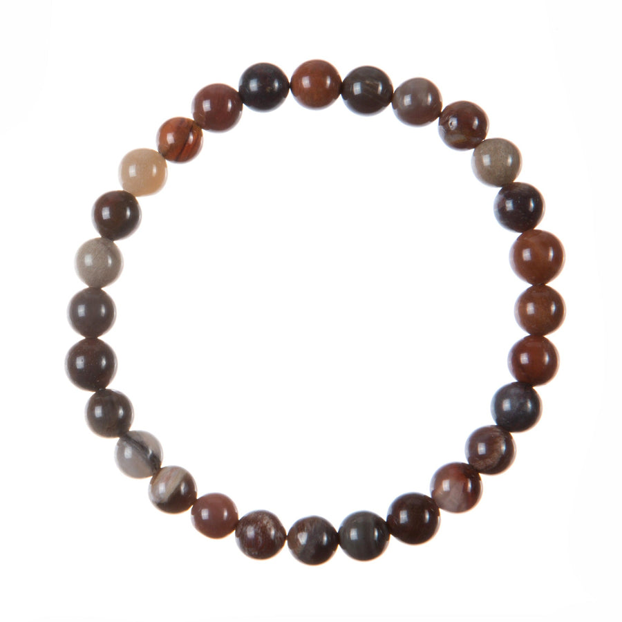 Silicified Wood Bead Stretch Bracelet B3717-Silicified Wood