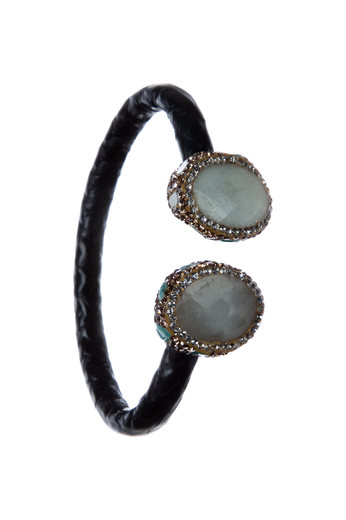 Stone Rhinestone Leather Cuff Bracelet B3723 – view 2