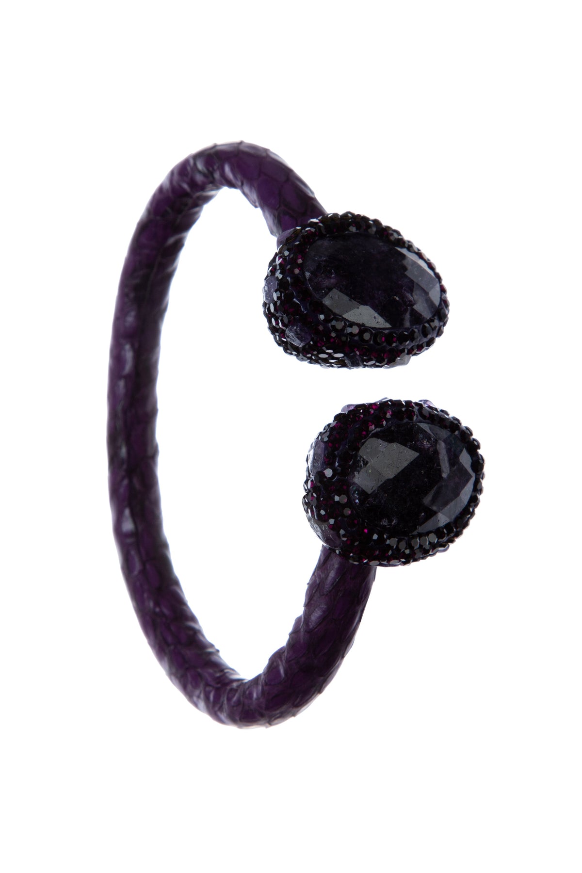 Stone Rhinestone Leather Cuff Bracelet B3723 – view 3