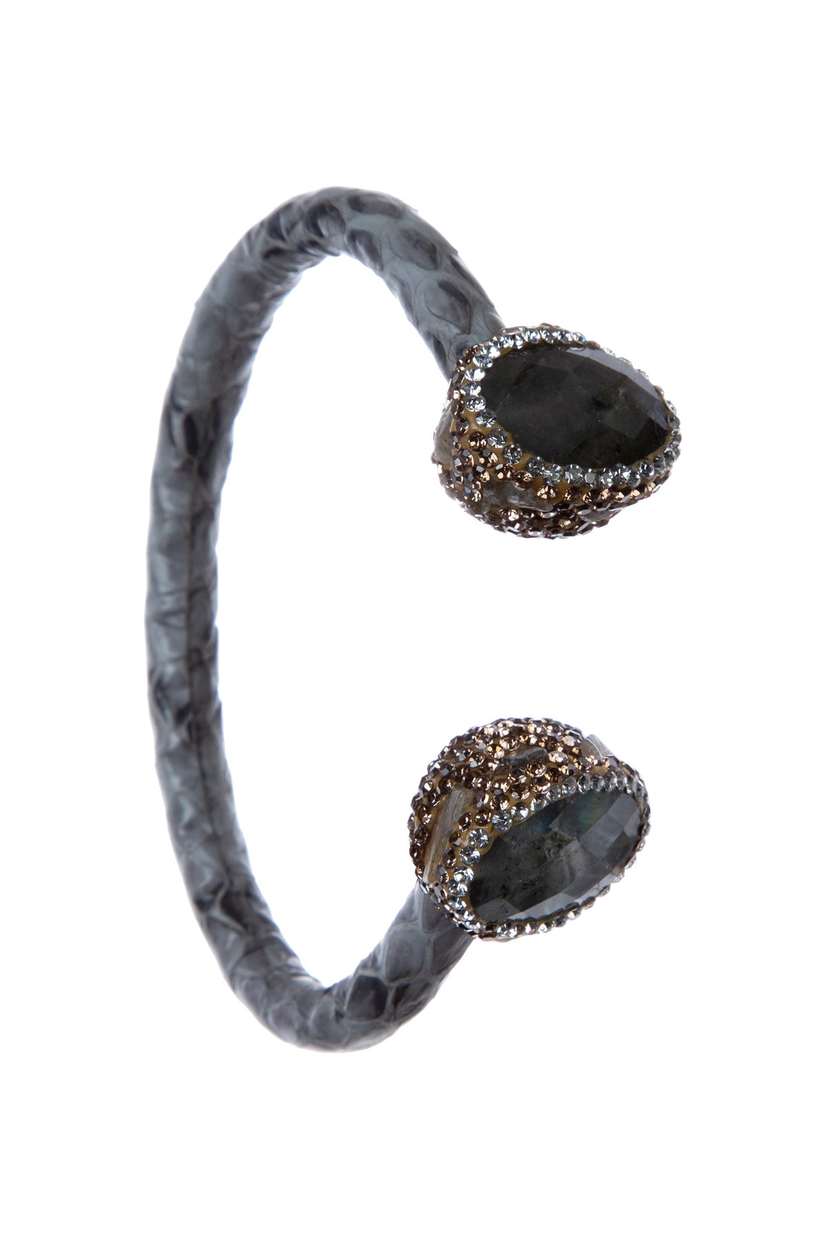 Stone Rhinestone Leather Cuff Bracelet B3723 – view 5