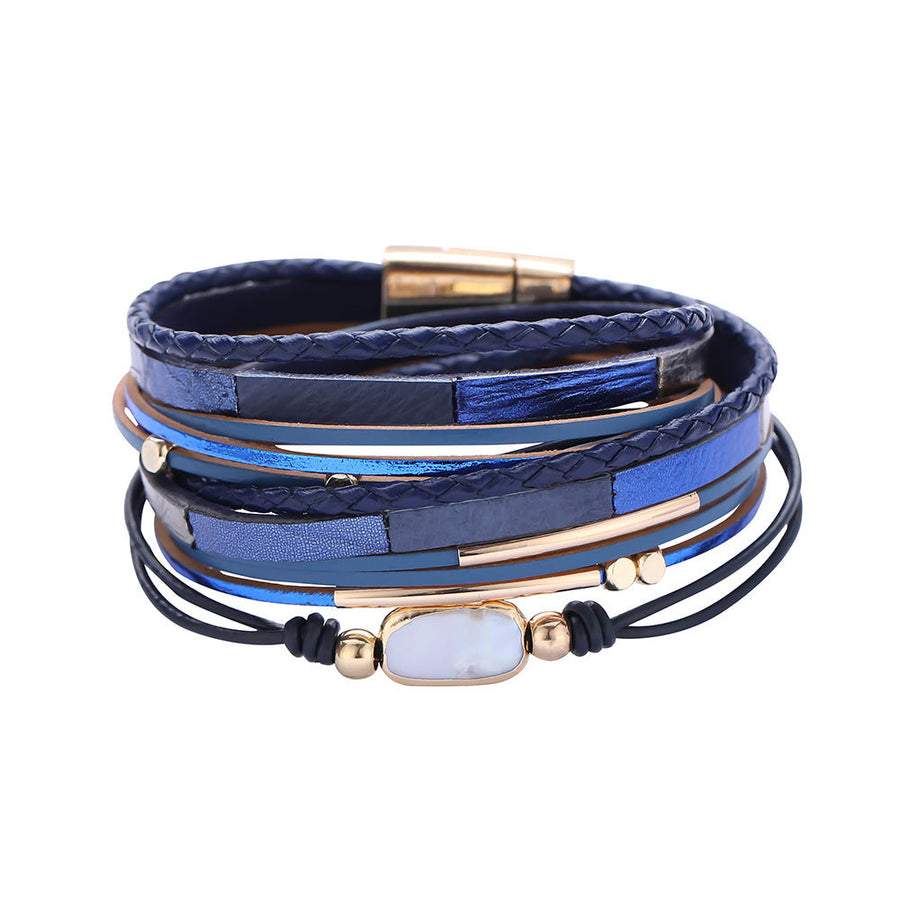 Pearl Vegan Leather Magnetic Bracelet B3736